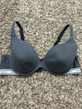 Cacique Charcoal Gray Seamless T-Shirt Bra with Logo Band Sz 42D
